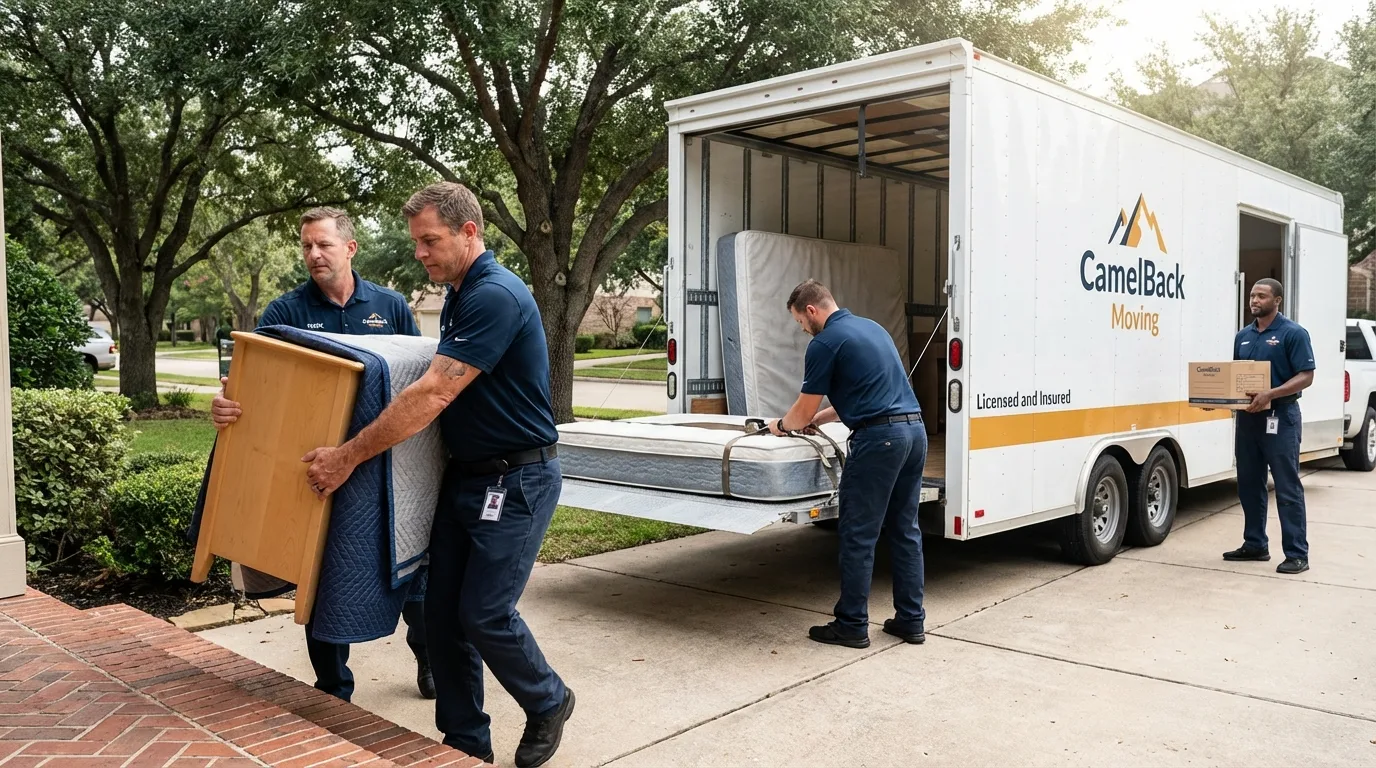 Crew loading residential truck for cross-state move from Palisade, CO