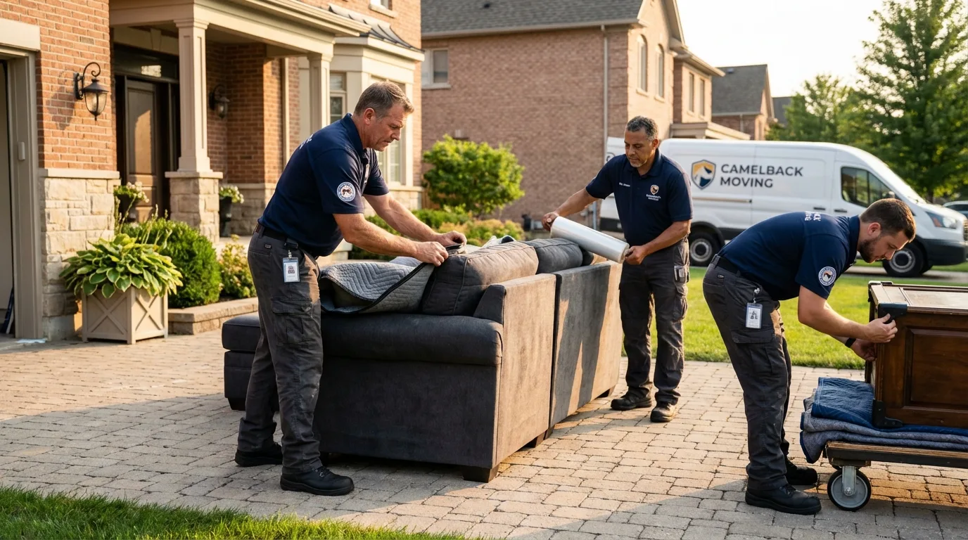 Large estate moving crew wrapping furniture in Palisade, CO